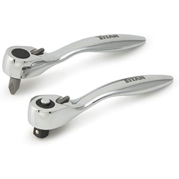 Titan 11203 2-Piece Offset Micro Ratcheting Bit Driver and Ratchet Set